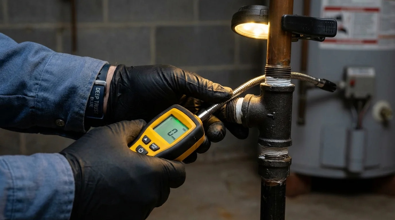 Gas leak detection with electronic sniffer by Johns Plumbing LLC in Greencastle