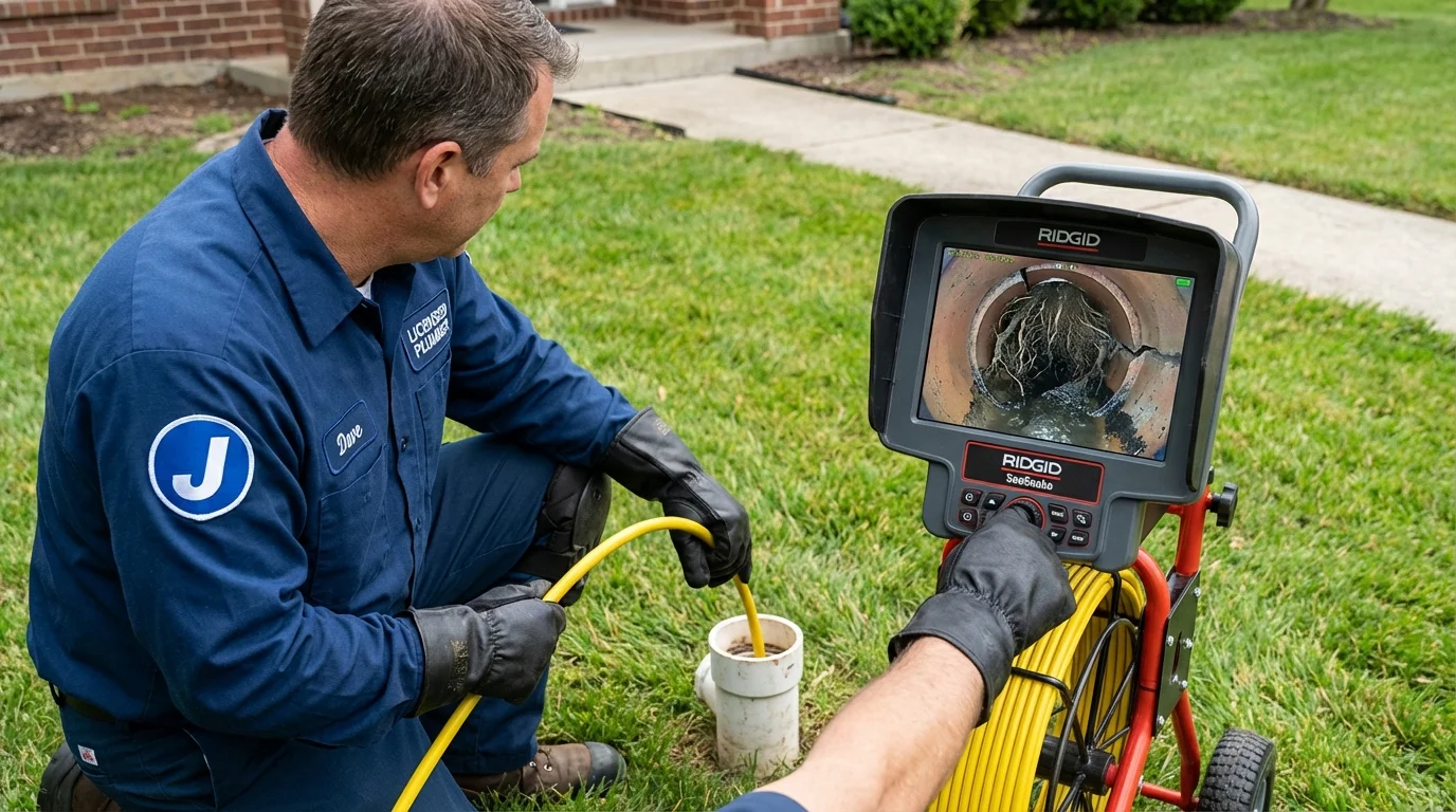 Sewer camera inspection being performed by Johns Plumbing LLC in Greencastle